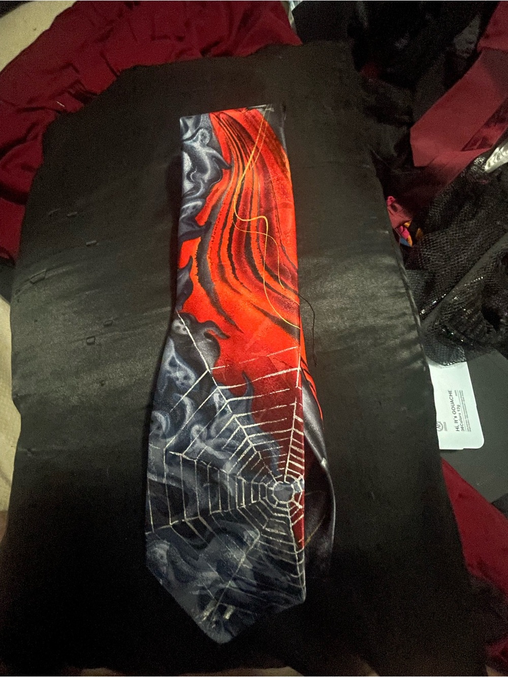 J. Garcia Red and Black Spiderweb Goth Men's Tie
